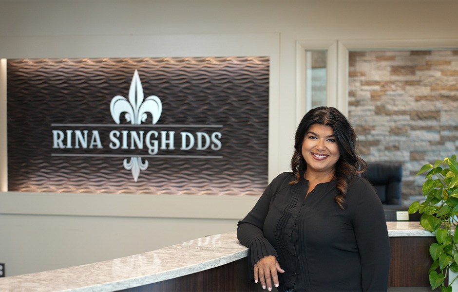 Reception desk in the dental office of Rina Singh, DDS